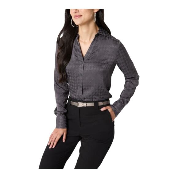 NEW Women's Worthington Satin Long Sleeve Button-Down Shirt in Orange (Size: XS) - Picture 9 of 9